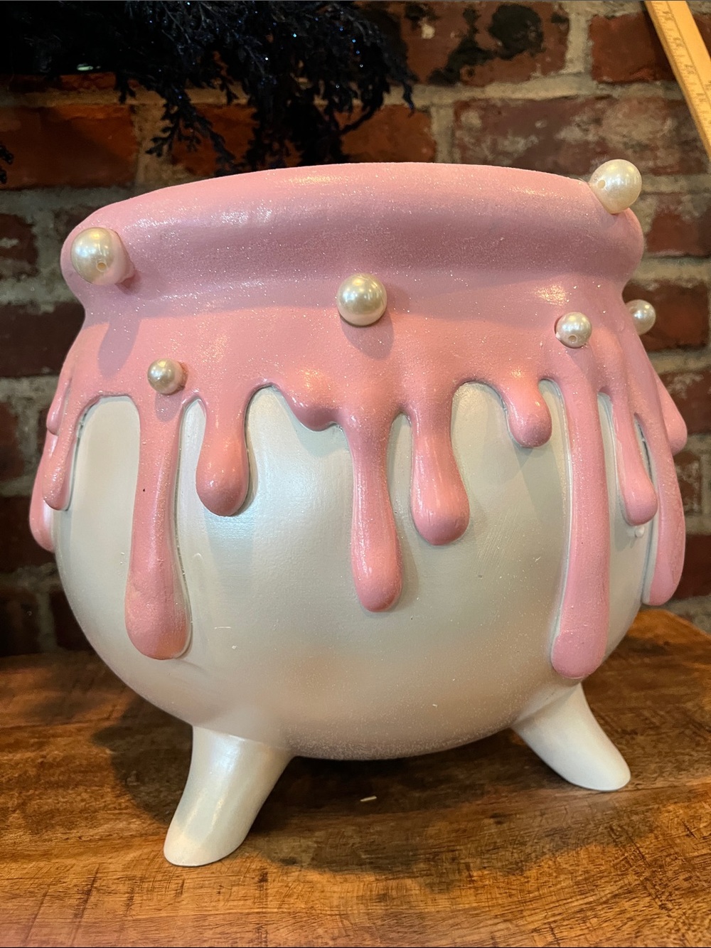 Pink Drip Pearl cauldron, - Decorative Home Accent